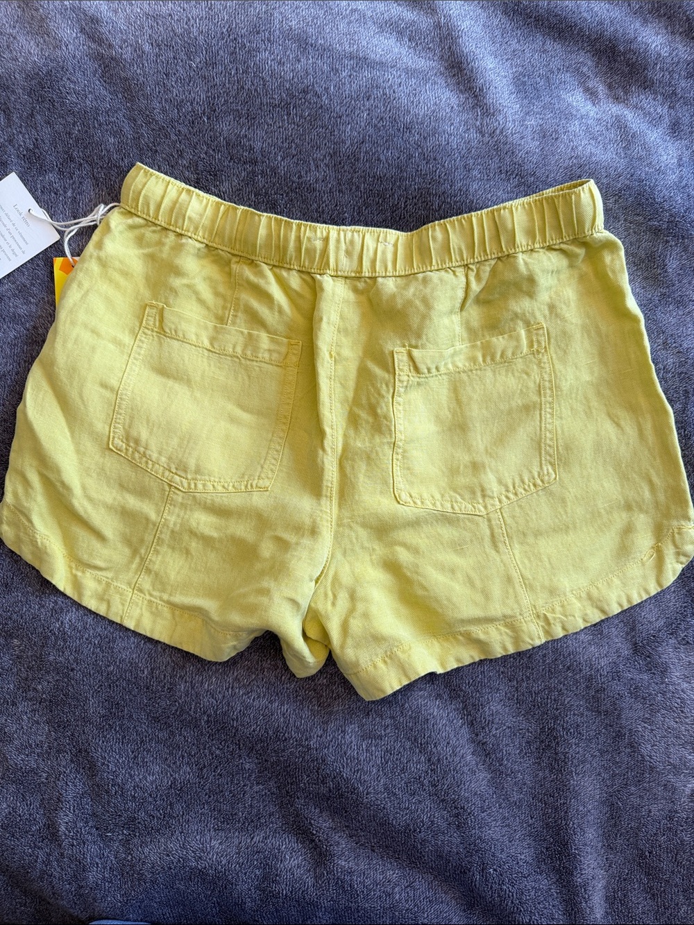 C&C California Bright Yellow Drawstring Linen-Blend Athletic Shorts NWT - Picture 2 of 3